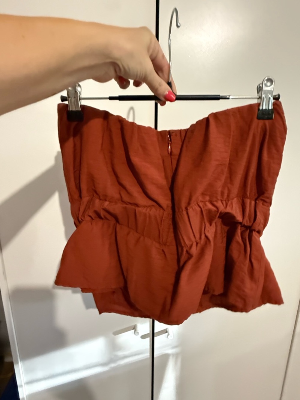 Banana Republic Rust Orange Tiered Strapless top